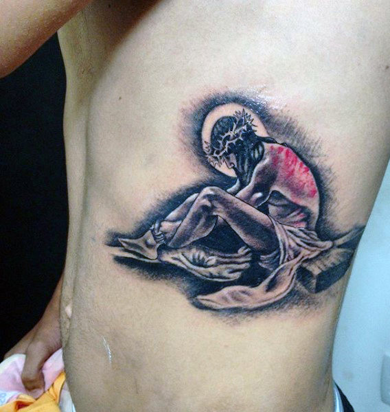 Rib Cage Tattoo Design of Jesus during Crucifixion