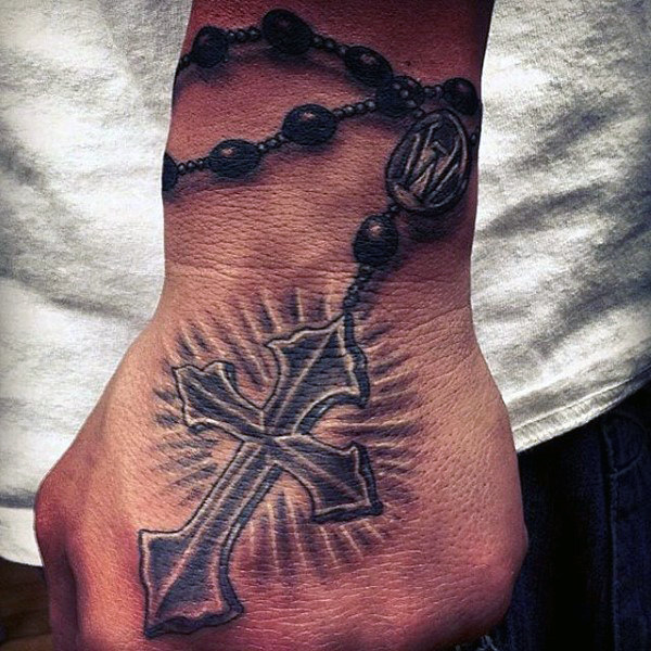 Rosary Hand Tattoo for Men