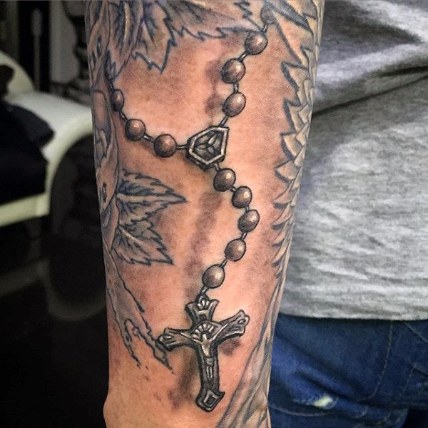 Rosary Tattoo that Pops Against Your Forearm