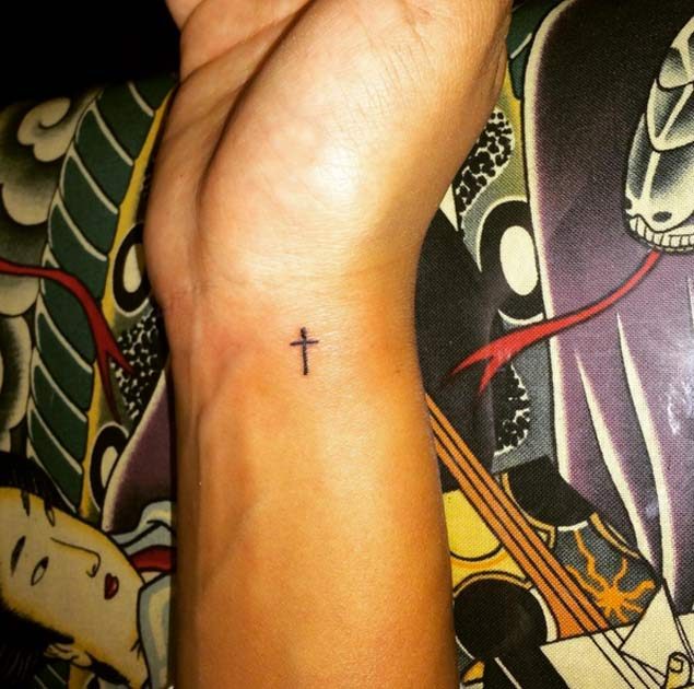 Small Wrist Cross Tattoo
