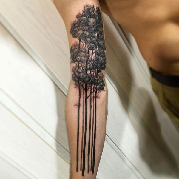 Tall Forest Tree Full Arm Tattoo