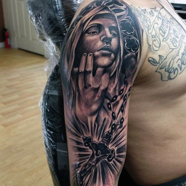 Tattoo Sleeve with a Rosary
