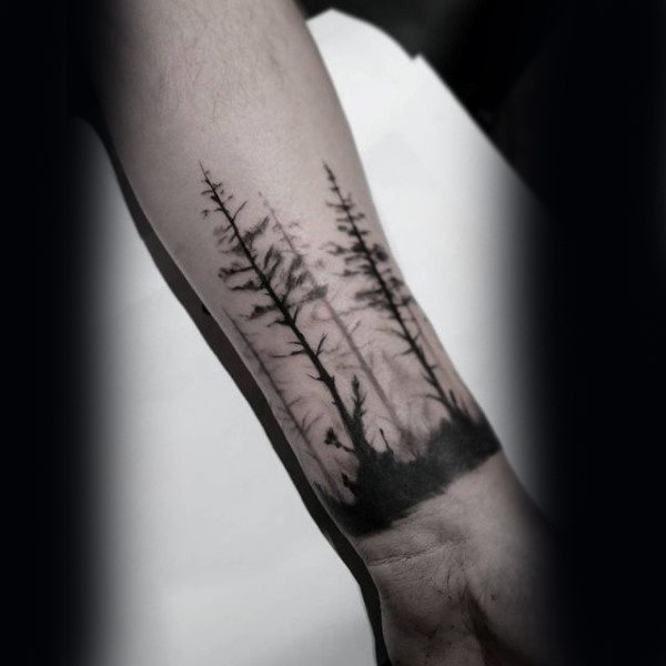 Thin Line Forest Design on Your Forearm