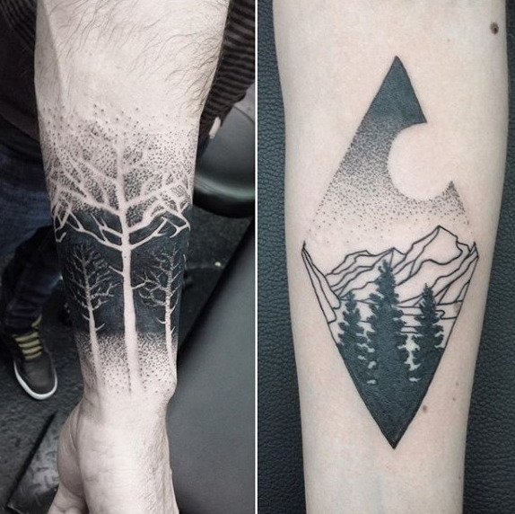 Two Dotted Forest Tattoo Ideas for Men