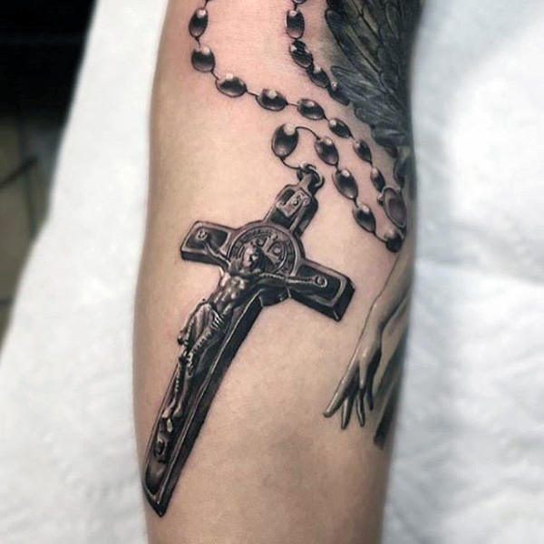 Very Detailed Crucifix Rosary Tattoo Idea