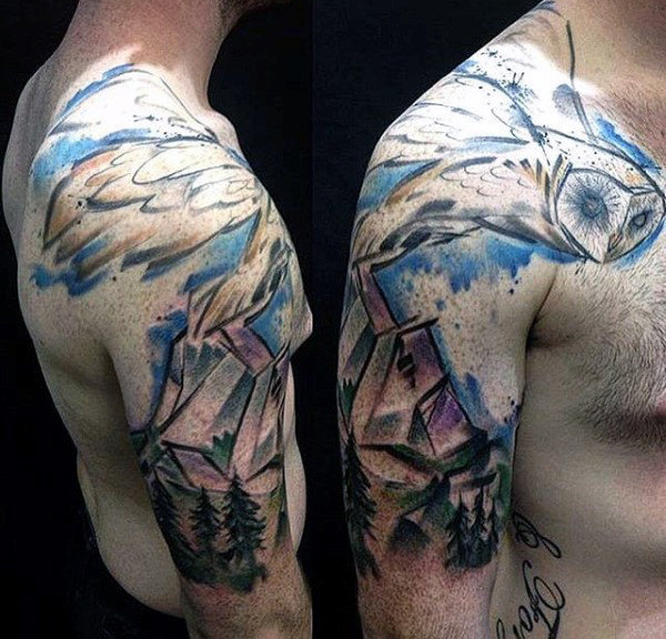 Watercolor Geometric and Abstract Tattoo Idea