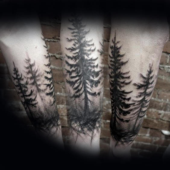 Watercolor Multiple Tree Forearm Tattoos for Men