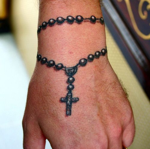 Wrapped Around Rosary Wrist Tattoo