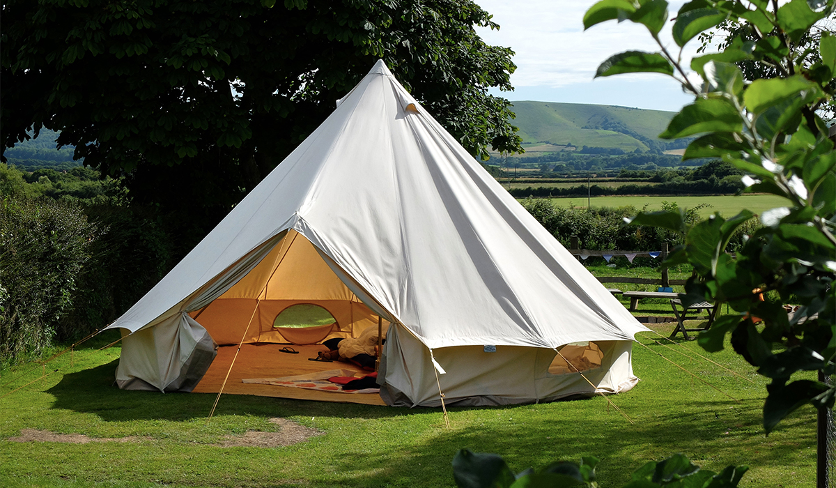 beautiful canvas tent in the nature
