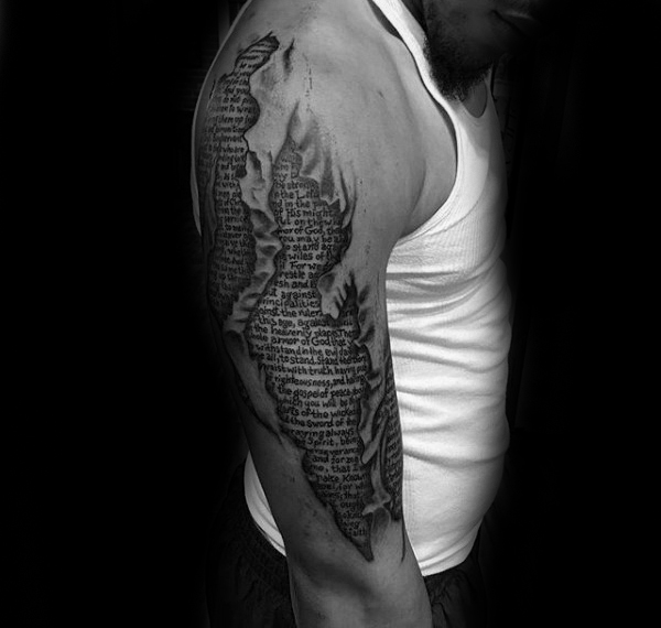 Bible Tattoo Designed to Look Like It's Under Your Skin
