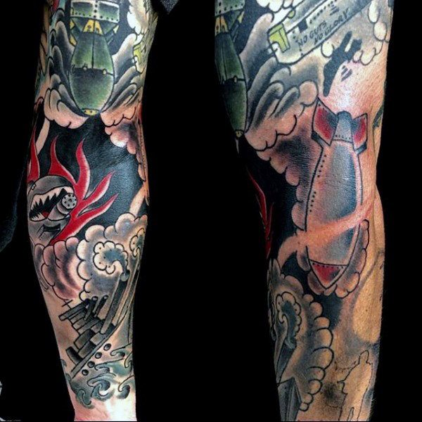 Brightly Colored Military Details Tattoo