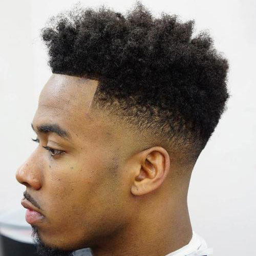 Curly Q Low Fade Hair with Short Afro on Top