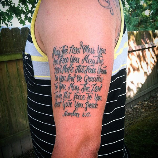 Cursive Bible Quote Tattoo Taken from Numbers Chapter 6 Verse 22