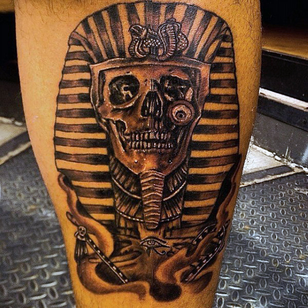 Detailed Symmetrical Pharaoh Tattoo Idea for Men