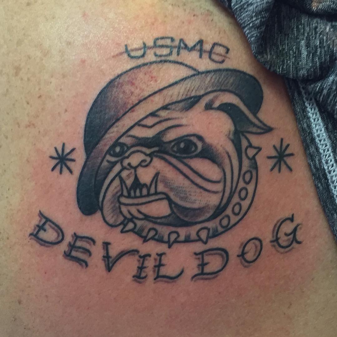 Devil Dog USMC Bulldog Tattoo Idea for Men