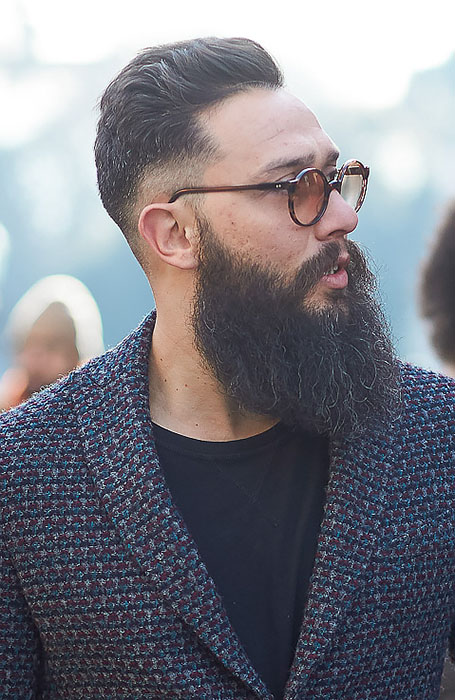 Drop Fade Hairstyle for Men with a Freely Growing Beard