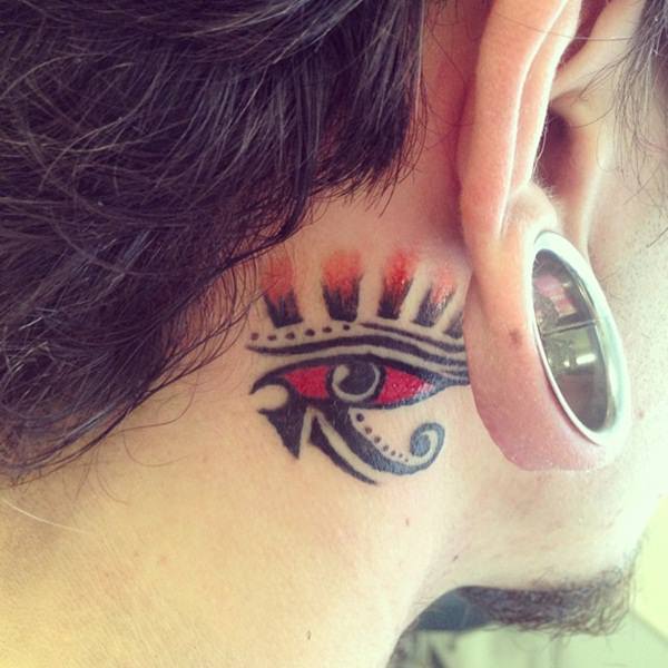 Egyptian Behind-The-Ear Eye Tattoo