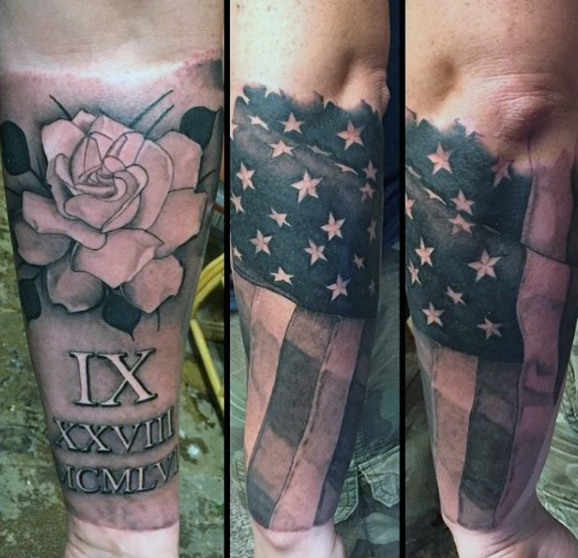Elbow to Wrist In Memoriam Tattoo Idea for Men