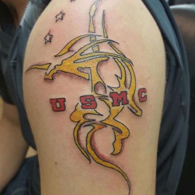 Fiery and Fierce Devotional Tattoo for Marine Men
