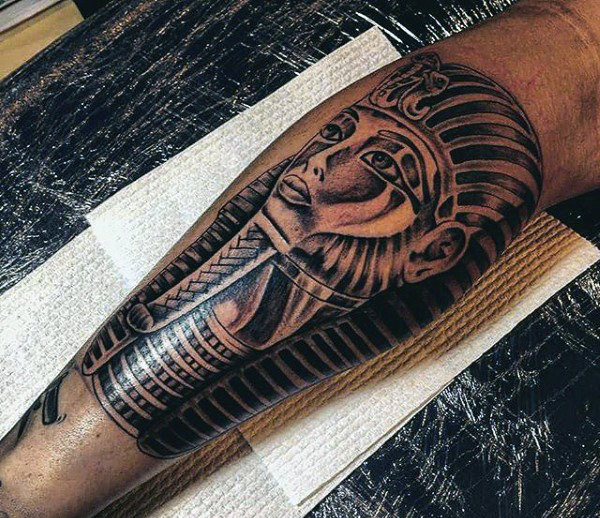 Hieroglyphic Egyptian Calf Tattoo Idea