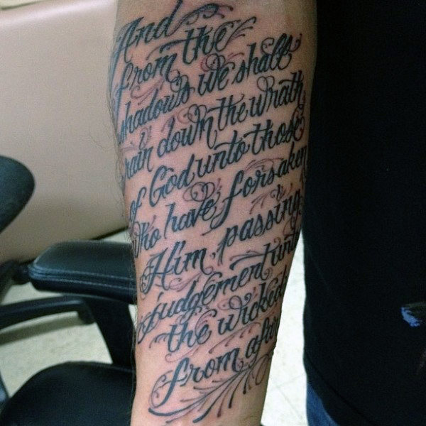 Inner Forearm Scripted Bible Verse with Vines and Leaves