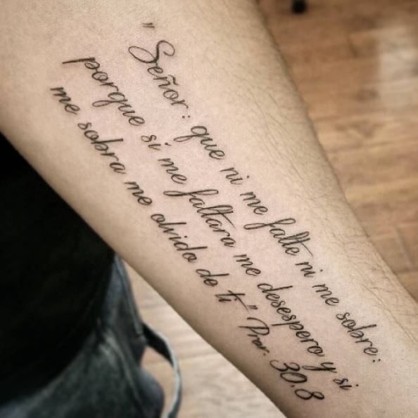 Inner Forearm Spanish Bible Quote Tattoo