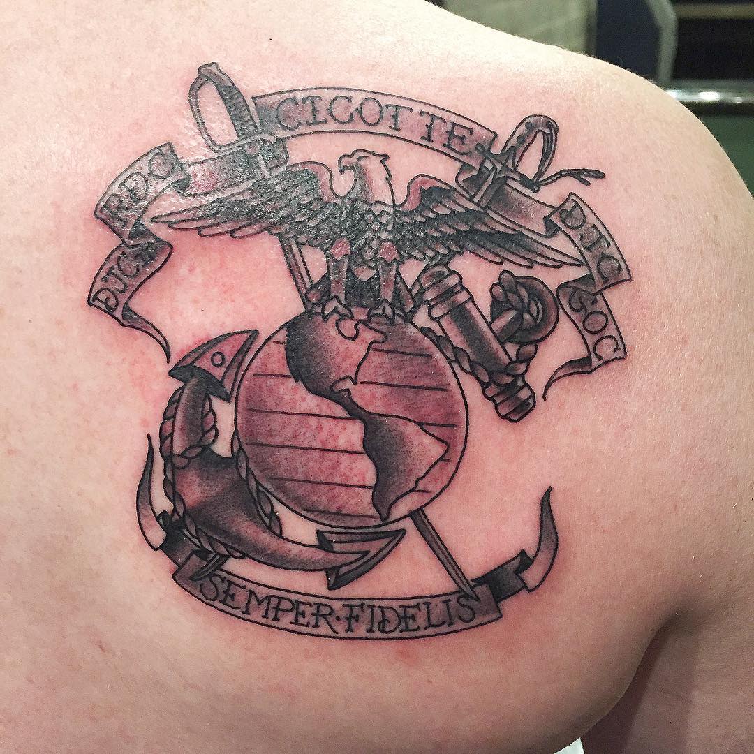 Latin Phrasing Tattoo for US Marine Corps Men