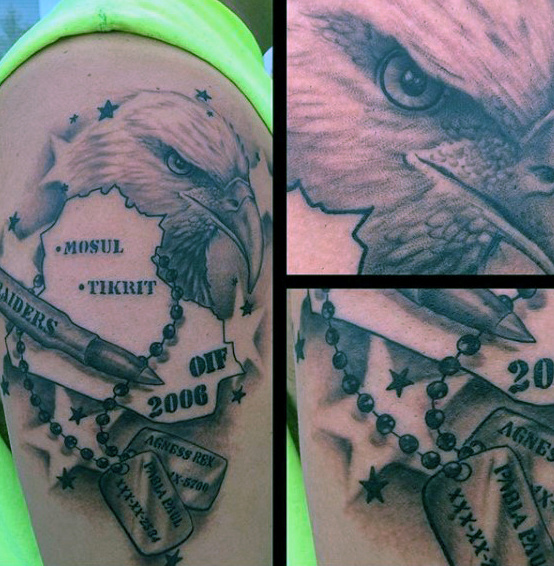Military Dog Tags and Eagle Country Tattoo for Former Soldiers