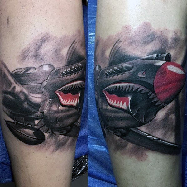 Military Fighter Jets Tattoo of an Animated Shark