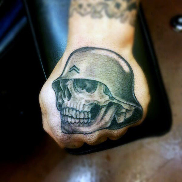 Military Skull Tattoo on Your Hand