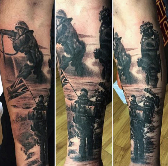 Military Tattoo that Looks Like an Oil Painting