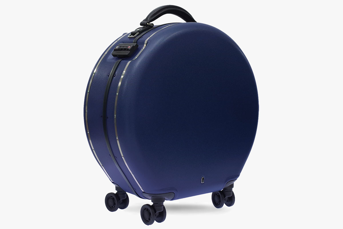 Ookonn Leather-Trimmed Round Suitcase