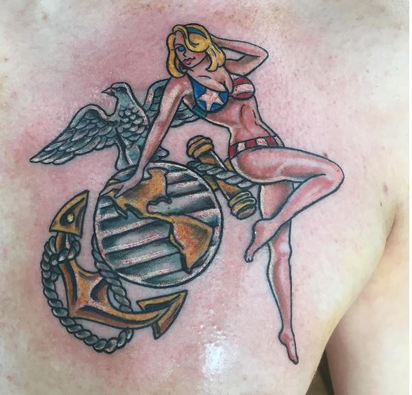 Patriotic Woman Semper Fi Marine Corps Tattoo Idea