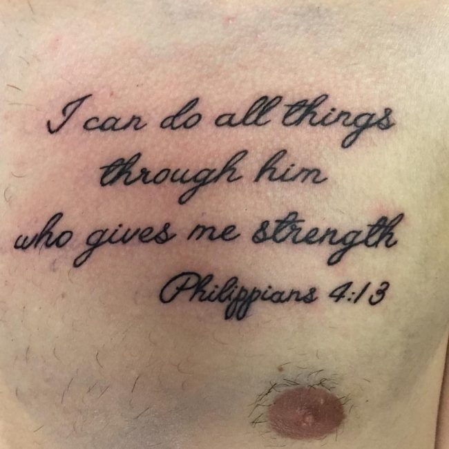 Philippians Chest Tattoo Idea for Men