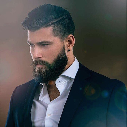 Professional Combover Hairstyle with Well-Kept Beard