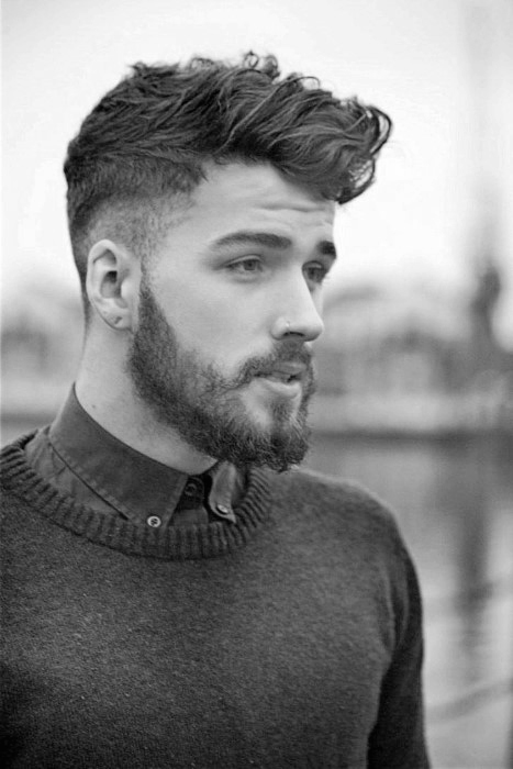 Short Wavy Hairdo with a Curly Beard to Match
