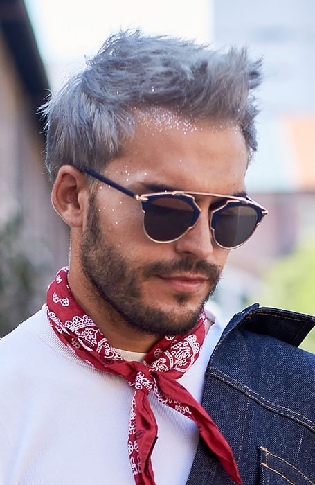 Silver Grey Spiked Hair with a Casual Scruffy Beard