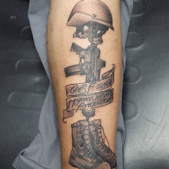 Skeleton Tattoo Dedicated to a Marine who Passed Away