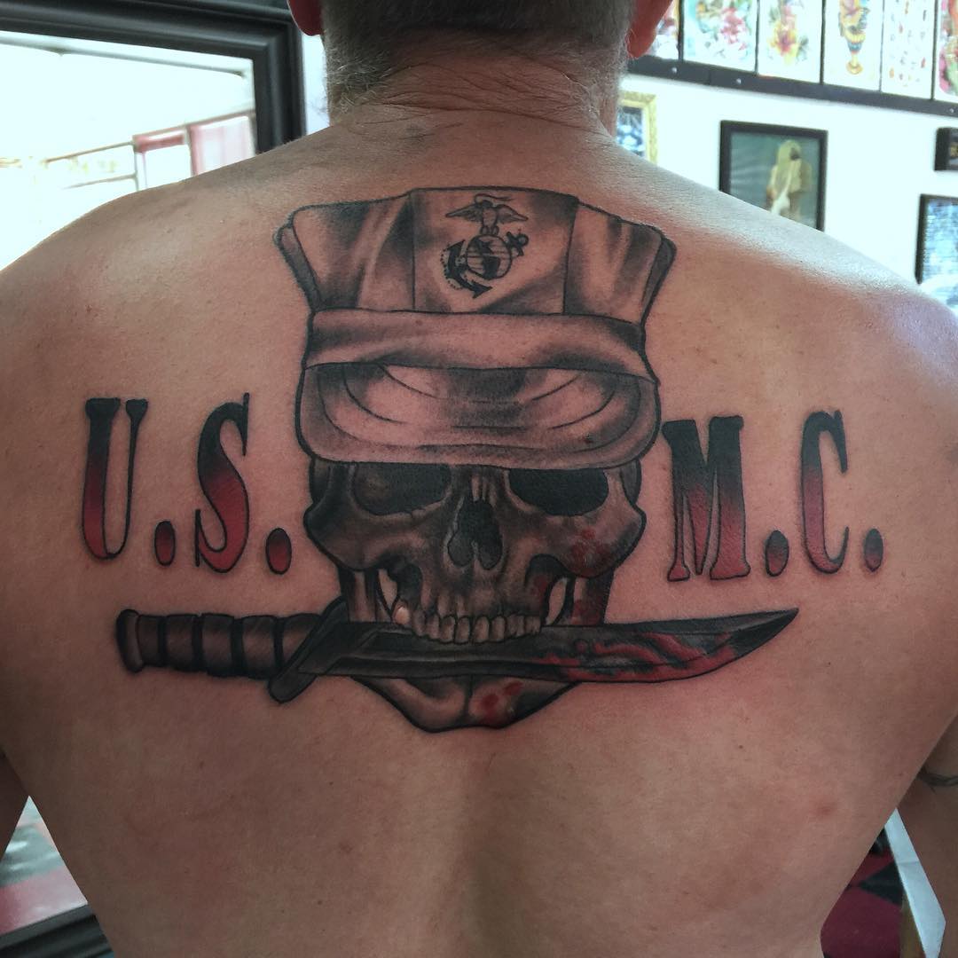 Skull and Cross Bones Tattoo Inspired by the Marine Corp