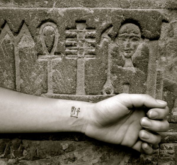 Small Text Tattoo of Egyptian Hieroglyphics