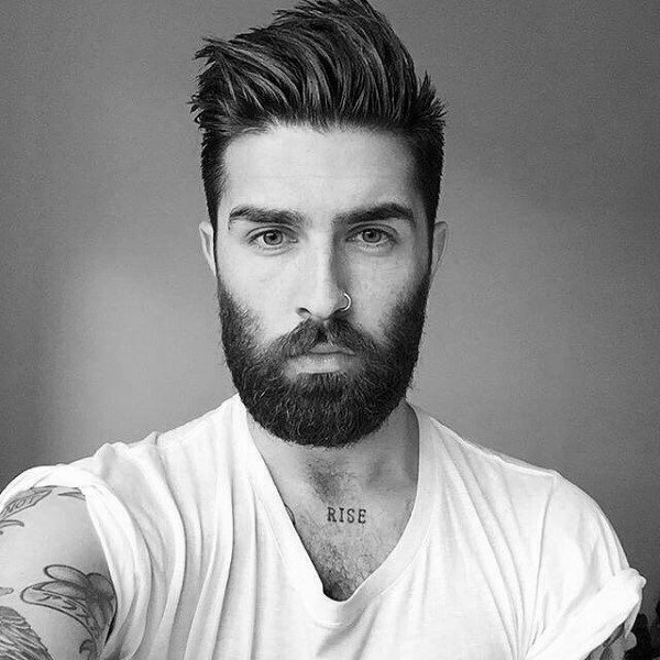 Spiked Up Hair Paired with a Closely Trimmed Beard