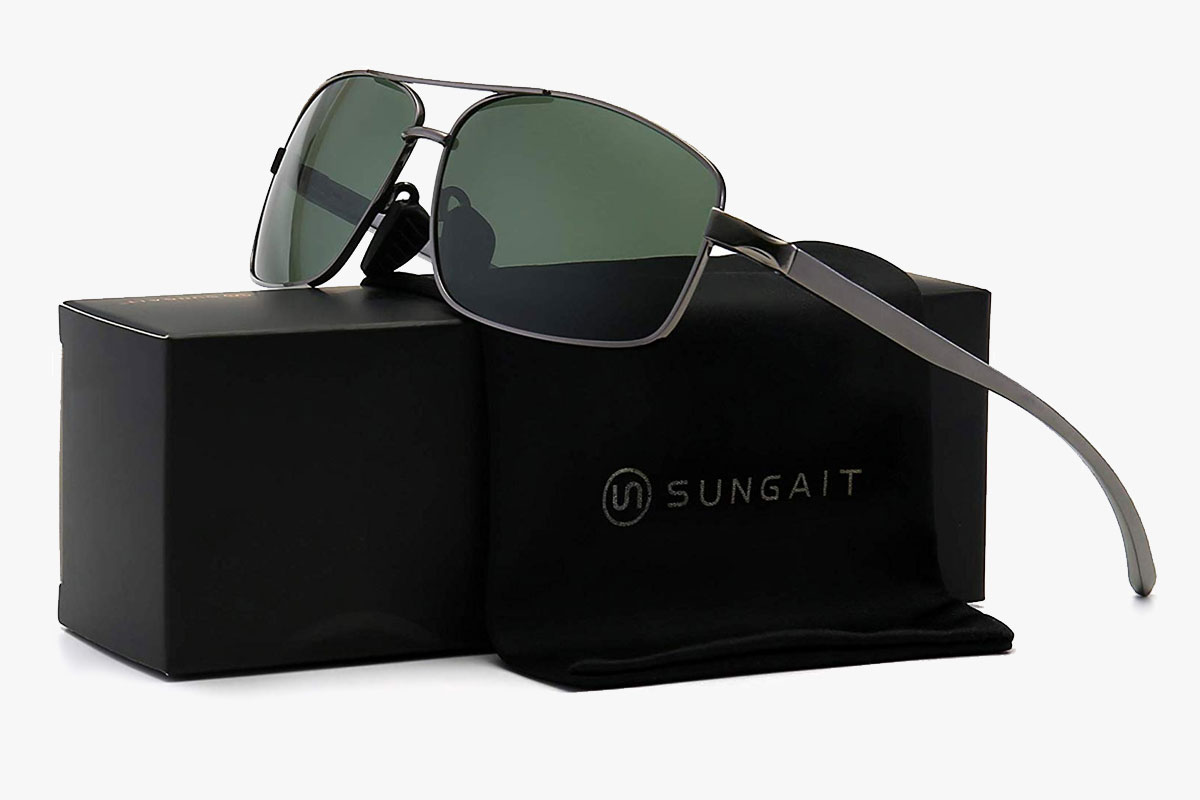 Sungait Ultra Lightweight Rectangular Polarized Sunglasses
