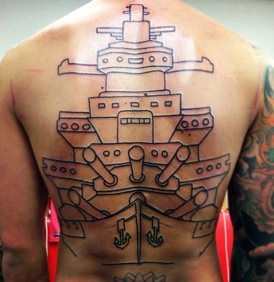US Navy Ship Tattoo Back Piece