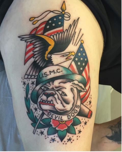 USMC Devil Dogs American Traditional Masterpiece Tattoo