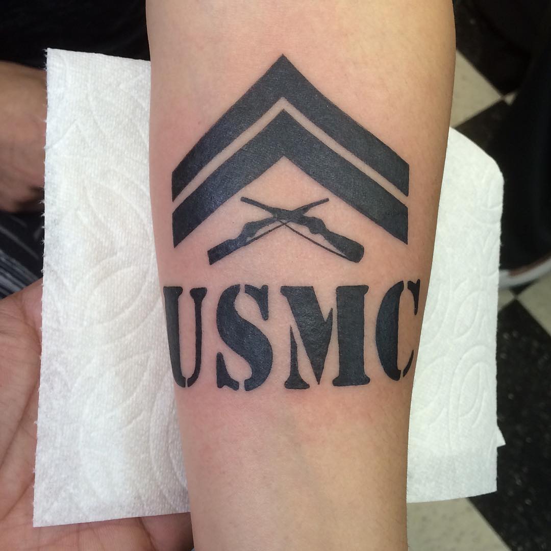 USMC Tattoo in the Style of an Army Text