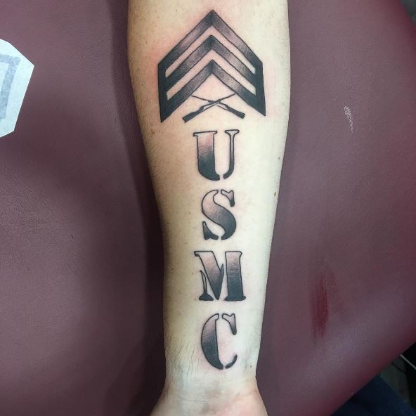 USMC Vertical Forearm Tattoo Idea