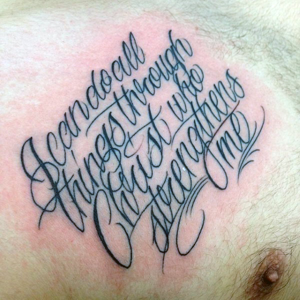 Well-Known Bible Quote Chest Tattoo Idea for Men