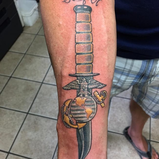 Yellow and Gray Sword Forearm Piece for Men
