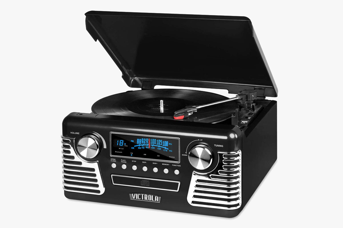 Victrola 50's Retro 3-Speed Bluetooth Turntable with Stereo, CD Player, and Speakers