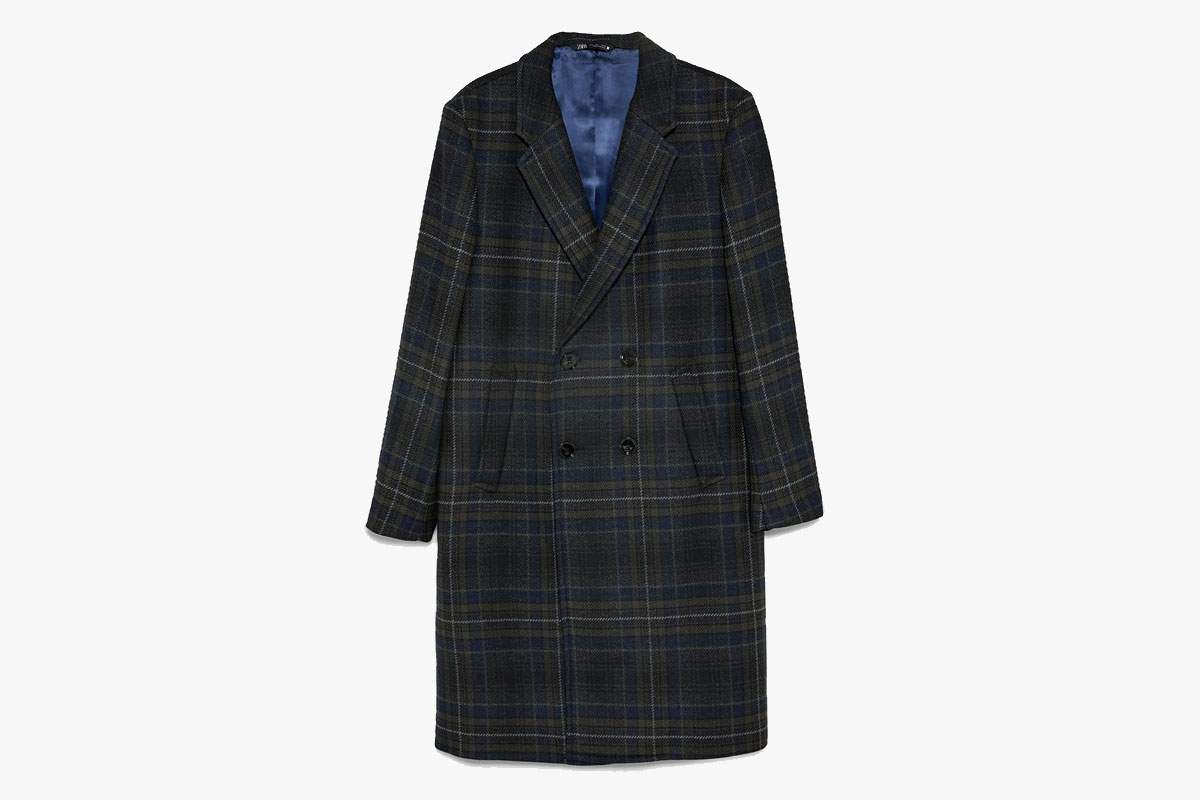 Zara Check Textured Coat